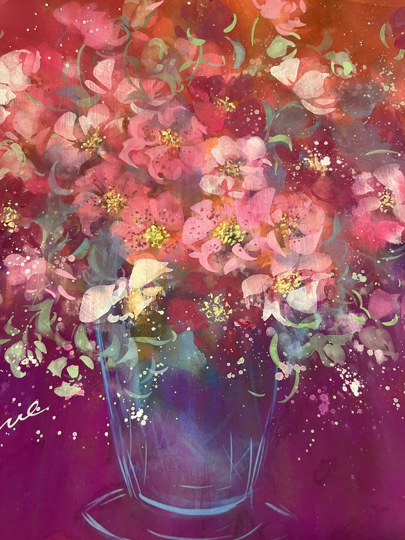 3月の教室 | 堀井かずえ | 花の絵ファンタジック水彩画